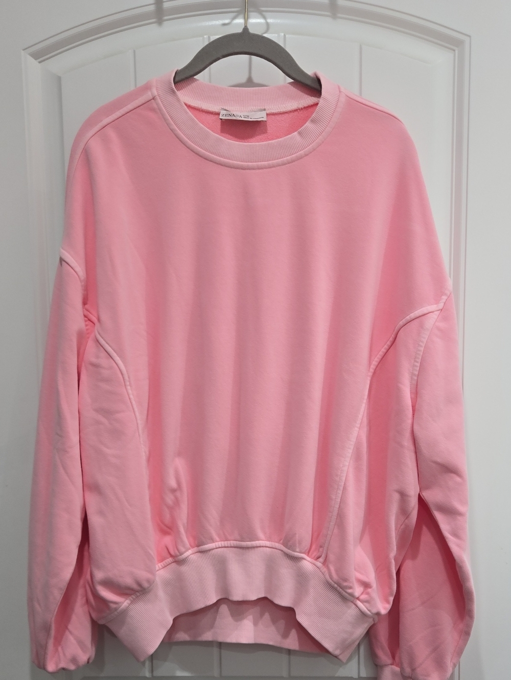 Zenana Light Pink Relaxed Crewneck Sweatshirt